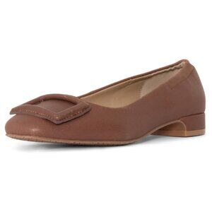 NYDJ Women's Baran Ballerina Leather Flat Shoes Size 9M COGNAC